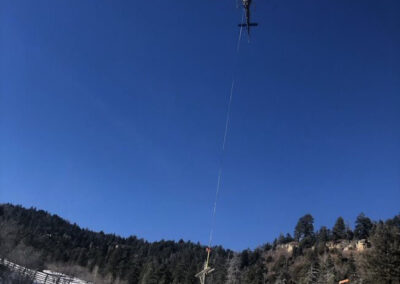 Helicopter hauling a powerline