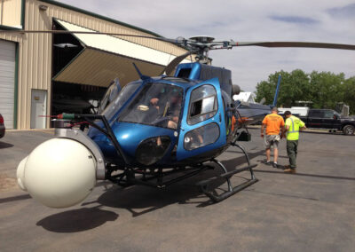 Helicopter with filming equipment