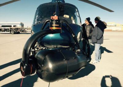 Helicopter with filming equipment