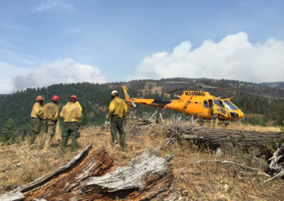 Crew outside of the helicopter