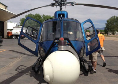 Helicopter with filming equipment