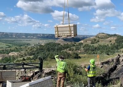 Helicopter hauling boxes