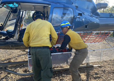 Crew loading the helicopter