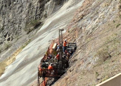 Crew on the side of a mountain