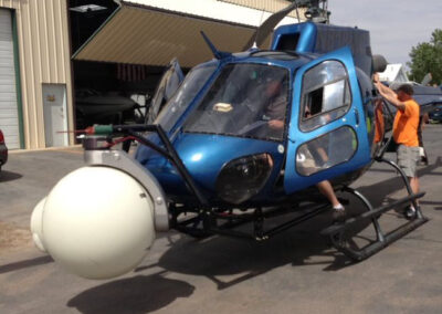 Helicopter with filming equipment