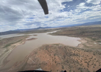 Helicopter flying over the desert