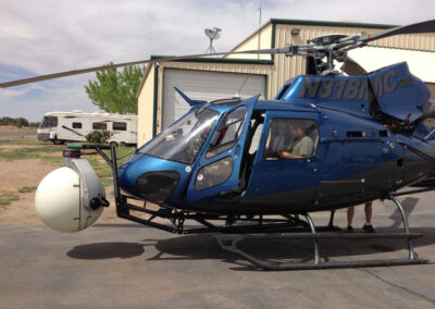 Helicopter with filming equipment